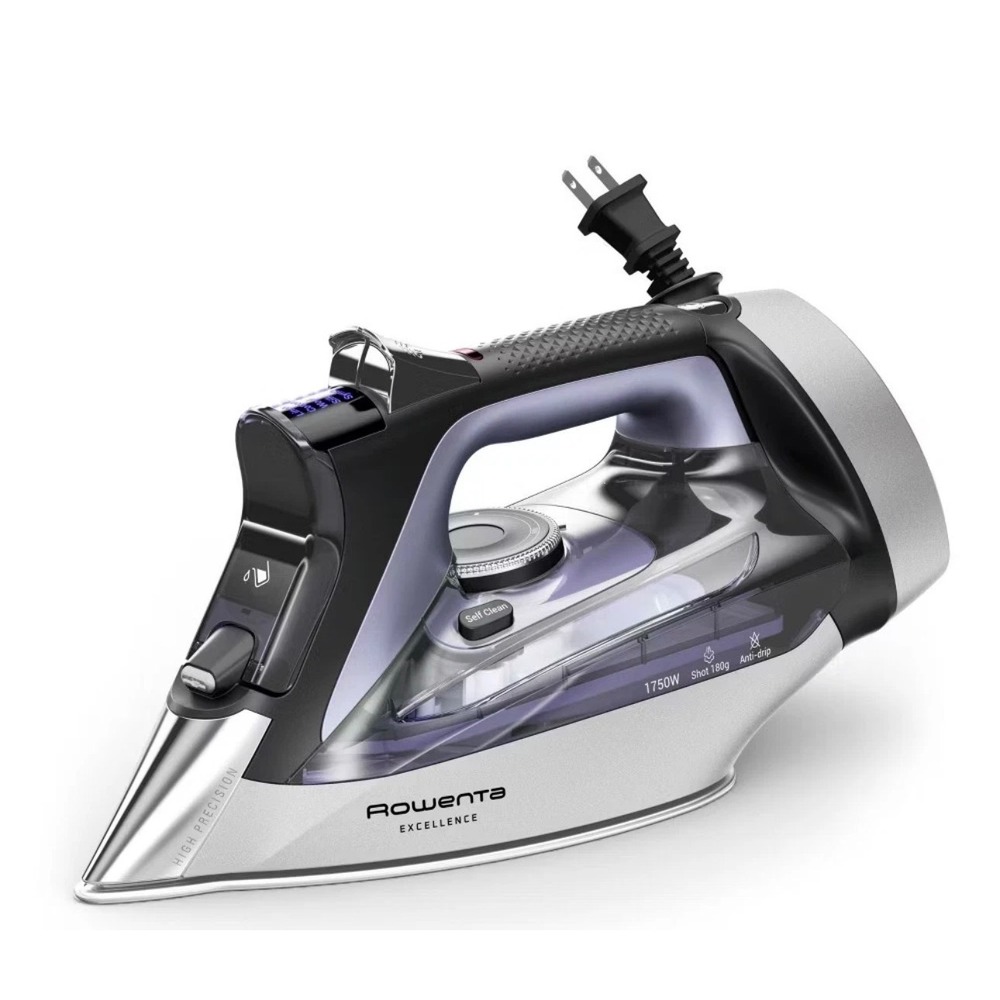 Rowenta Excellence Steam Iron 1750W Digital Screen Retractable Cord Silver